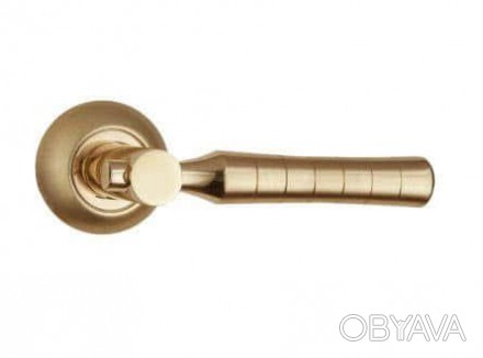 Ручка дверна на розетці SIBA Pisa, матове золото-золото. . фото 1