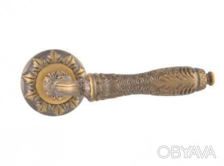 Дверна ручка на розетці SIBA Viktoria, фактурна бронза. . фото 1