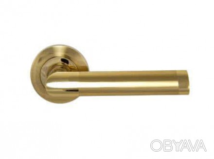 Ручка дверна на розетці SIBA Triesta, матове золото-золото. . фото 1