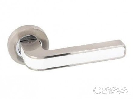 Дверна ручка на розетці SIBA Flamingo, матовий нікель-біла. . фото 1