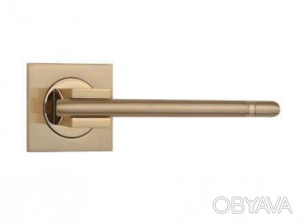 Ручка дверна на розетці SIBA Kristal, матове золото-золото. . фото 1