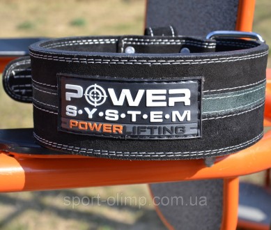 Пояс для пауерліфтингу Power System PS-3800 PowerLifting шкіряний Black/Grey Lin. . фото 7