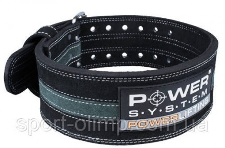 Пояс для пауерліфтингу Power System PS-3800 PowerLifting шкіряний Black/Grey Lin. . фото 2