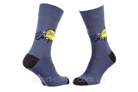 Мультяшные высокие носки Minions Minion Need Coffee 1-pack blue-blue — 93153667-. . фото 2