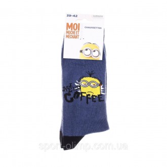Мультяшные высокие носки Minions Minion Need Coffee 1-pack blue-blue — 93153667-. . фото 3
