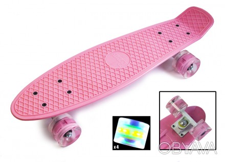 Penny Board "Pastel Series" Нежно-розовый цвет Светящиеся колеса. . фото 1