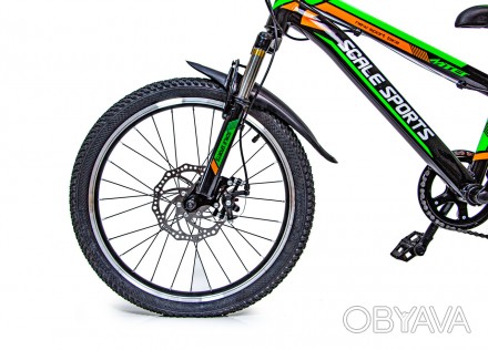 Велосипед 20 Scale Sports Зелёный Ручной и Дисковый. . фото 1