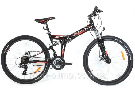 Складаний двопідвісний велосипед Crosser Dream Folding 26" (рама 16.5) чорно-чер. . фото 2