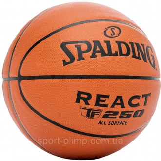 Мяч баскетбольный Spalding REACT TF-250 оранжевый размер 7 76801Z
 Универсальный. . фото 3