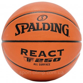 Мяч баскетбольный Spalding REACT TF-250 оранжевый размер 7 76801Z
 Универсальный. . фото 2