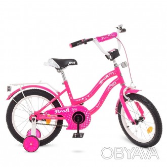 Велосипед дитячий PROF1 16д. Y1692 Star, малиновий, дзвінок, дод.колеса.. . фото 1