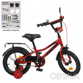 Велосипед дитячий PROF1 14д. Y14221 Prime, червоний, дзвінок, дод.колеса.. . фото 1