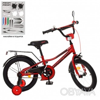 Велосипед дитячий PROF1 16д. Y16221 Prime, дзвінок, дод. колеса, червоний.. . фото 1