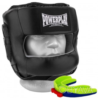 Боксерский шлем тренировочный PowerPlay 3067 з бампером PU + Amara Черный M
Назн. . фото 1