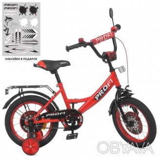 Велосипед дитячий PROF1 14д. Y1446-1 Original boy, SKD75,червоно-чорн.,ліхтар,дз. . фото 1