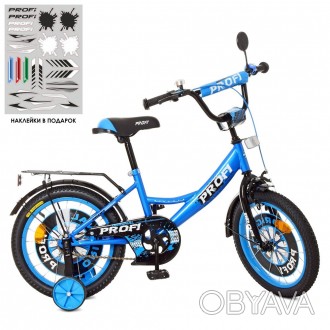 Велосипед дитячий PROF1 16д. Y1644-1 Original boy, SKD75, синьо-чорн.,ліхтар,дзв. . фото 1
