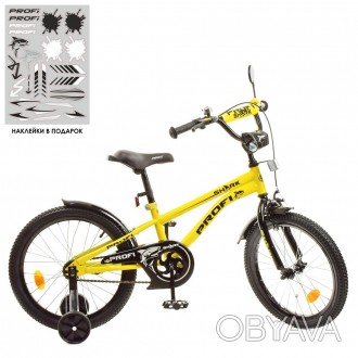 Велосипед дитячий PROF1 16д. Y16214 Shark, SKD45, жовто-чорний, дзвінок,ліхтар,д. . фото 1