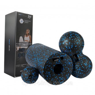 Набір для йоги PowerPlay PP_4008 EPP Foam Roller Set роллер + 2 масажні м'яч. . фото 9