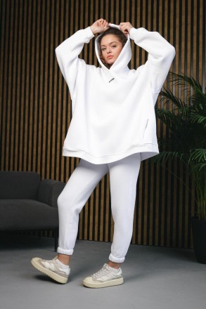 Жіночий спортивний Теплий костюм з Капюшоном худі Оверсайз Штани на манжетах
Худ. . фото 3