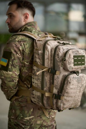 Мужской тактический армейский рюкзак военный туристический песочный камуфляж
- е. . фото 4