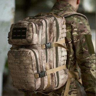Мужской тактический армейский рюкзак военный туристический песочный камуфляж
- е. . фото 2