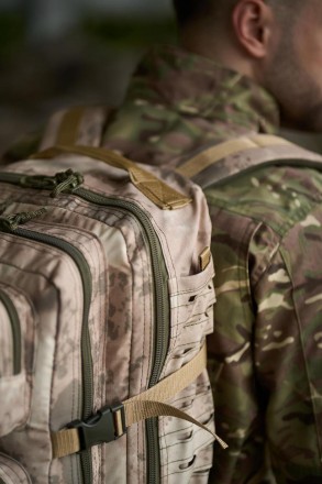 Мужской тактический армейский рюкзак военный туристический песочный камуфляж
- е. . фото 3