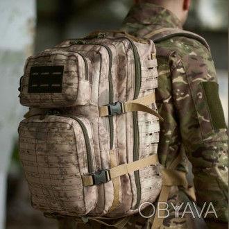Мужской тактический армейский рюкзак военный туристический песочный камуфляж
- е. . фото 1