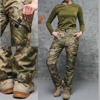 Жіночі тактичні теплі штани на флісі Військові з кишенями Conqueror Піксель
- Ма. . фото 2