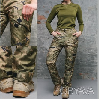 Жіночі тактичні теплі штани на флісі Військові з кишенями Conqueror Піксель
- Ма. . фото 1