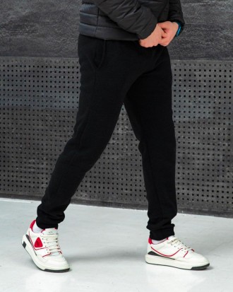 Мужские спортивные штаны зимние на флисе с карманами трикотажные черные Турция
Ш. . фото 3