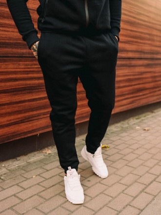 Мужские спортивные штаны зимние на флисе с карманами трикотажные черные Турция
Ш. . фото 5