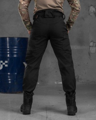 Мужские тактические брюки Softshell военные штаны черные draft с карманами армей. . фото 5