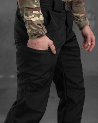 Мужские тактические брюки Softshell военные штаны черные draft с карманами армей. . фото 7