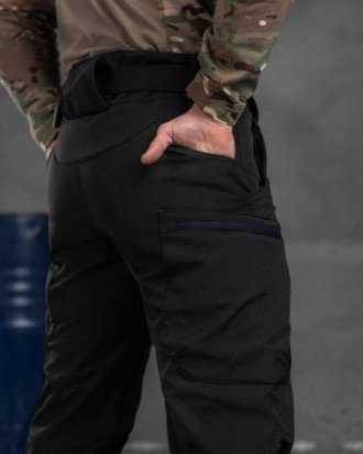 Мужские тактические брюки Softshell военные штаны черные draft с карманами армей. . фото 8