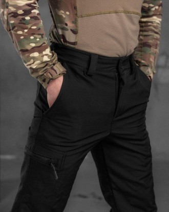 Чоловічі тактичні штани Police Softshell військові штани чорні з кишенями армійс. . фото 8