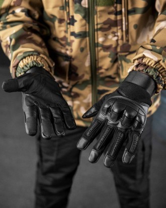 Тактичні рукавички армійські повнопалі зі вставками чорні 
Зручні рукавички із з. . фото 5