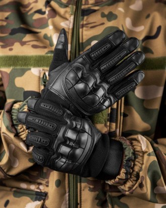 Тактичні рукавички армійські повнопалі зі вставками чорні 
Зручні рукавички із з. . фото 6