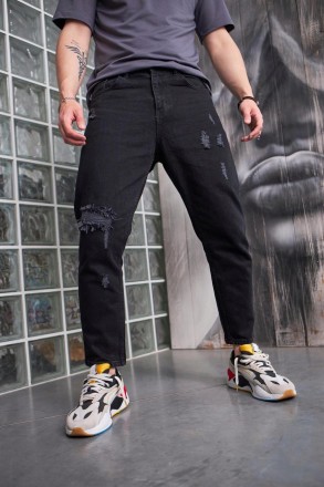 Чоловічі джинси мом Туреччина Рвані укорочені Джинсові штани коттон весна-осінь . . фото 7