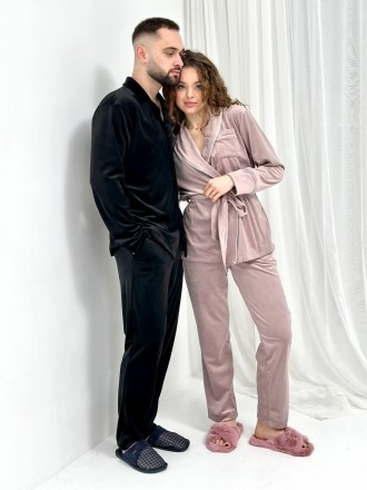 Женская велюровая пижама двойка кимоно и штаны Домашний костюм из велюра Велюров. . фото 11