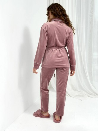 Женская велюровая пижама больших размеров Кимоно и штаны Домашний костюм из велю. . фото 9