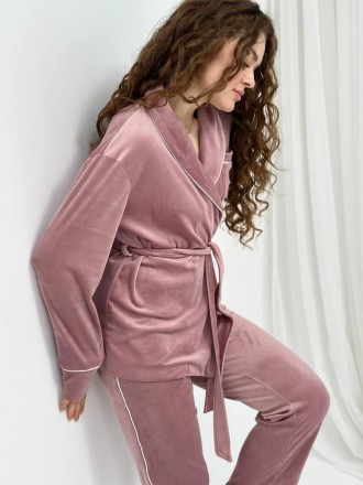 Женская велюровая пижама больших размеров Кимоно и штаны Домашний костюм из велю. . фото 6