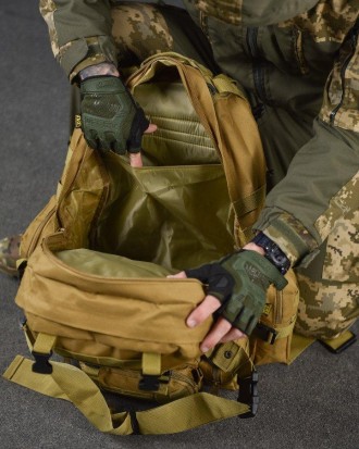 Тактический военный рюкзак армейский 65 л кордура 1000D койот
Характеристики:
 *. . фото 7
