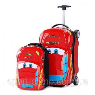 Комплект дорожня валіза на колесах і рюкзак Тачки (Cars) RESTEQ із зображенням г. . фото 2