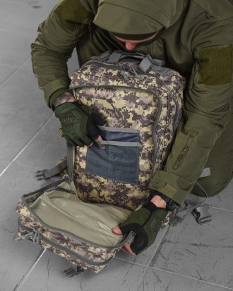 Тактический штурмовой рюкзак для военных всу 45 л серый камуфляж с системой MOLL. . фото 9