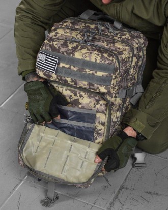 Тактический штурмовой рюкзак для военных всу 45 л серый камуфляж с системой MOLL. . фото 5