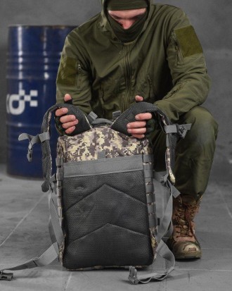 Тактический штурмовой рюкзак для военных всу 45 л серый камуфляж с системой MOLL. . фото 8
