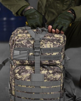 Тактический штурмовой рюкзак для военных всу 45 л серый камуфляж с системой MOLL. . фото 4