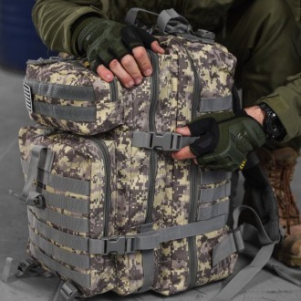 Тактический штурмовой рюкзак для военных всу 45 л серый камуфляж с системой MOLL. . фото 2