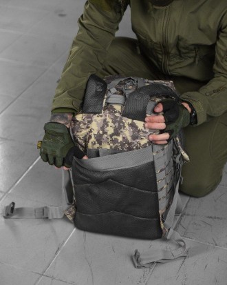 Тактический штурмовой рюкзак для военных всу 45 л серый камуфляж с системой MOLL. . фото 10