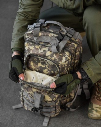 Военный Тактический Рюкзак с Системой Molle Армейский пиксель серый 25 литров
* . . фото 7